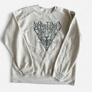 Def Tired Def Leppard graphic  crewneck sweatshirt w/ black jaguar graphic sz M